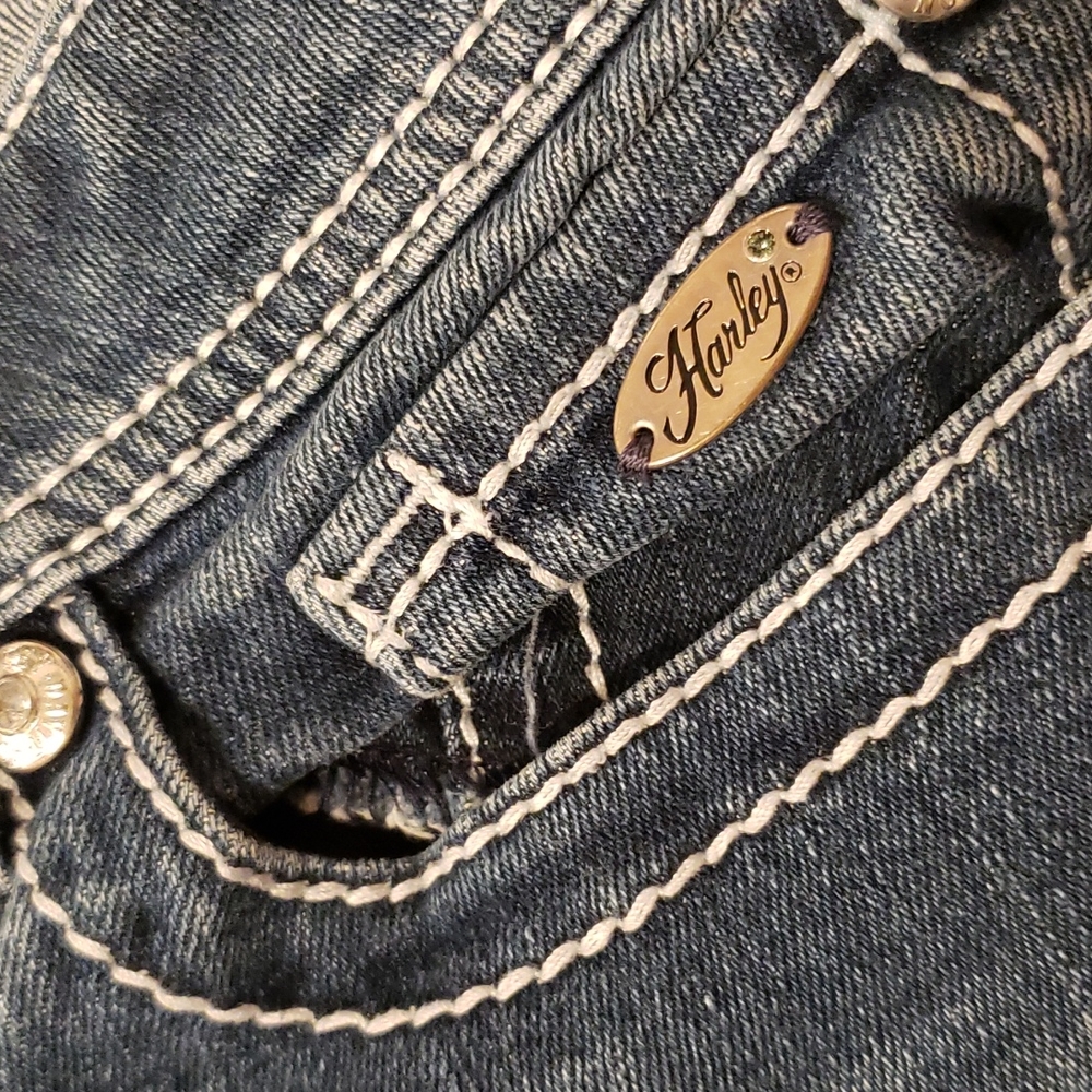 Harley-Davidson Blue Straight Leg Mid Waisted Jeans Size 12 - Picture 9 of 10